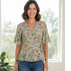 LOFT floral wrap blouse